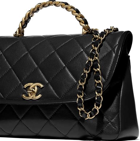 chanel flap bag with top handle and gold bar